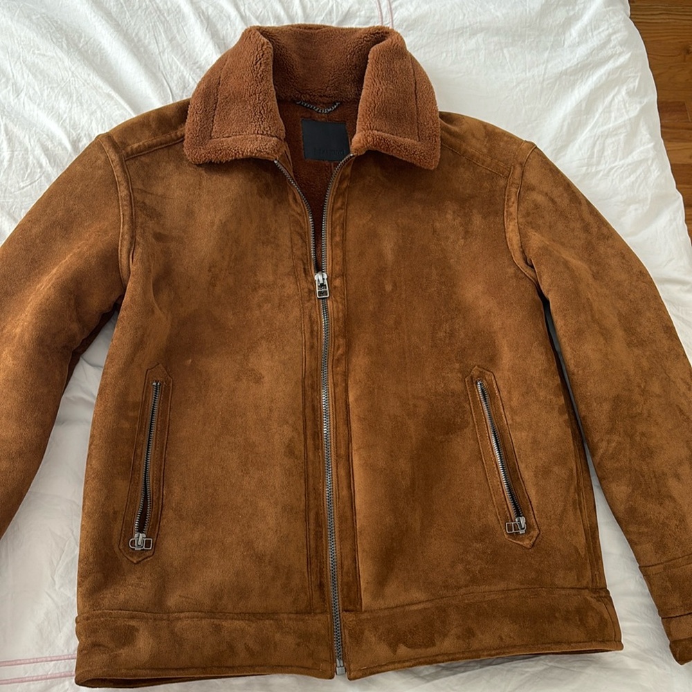 Blank NYC faux shearling coat in cognac brown color, NEVER WORN
